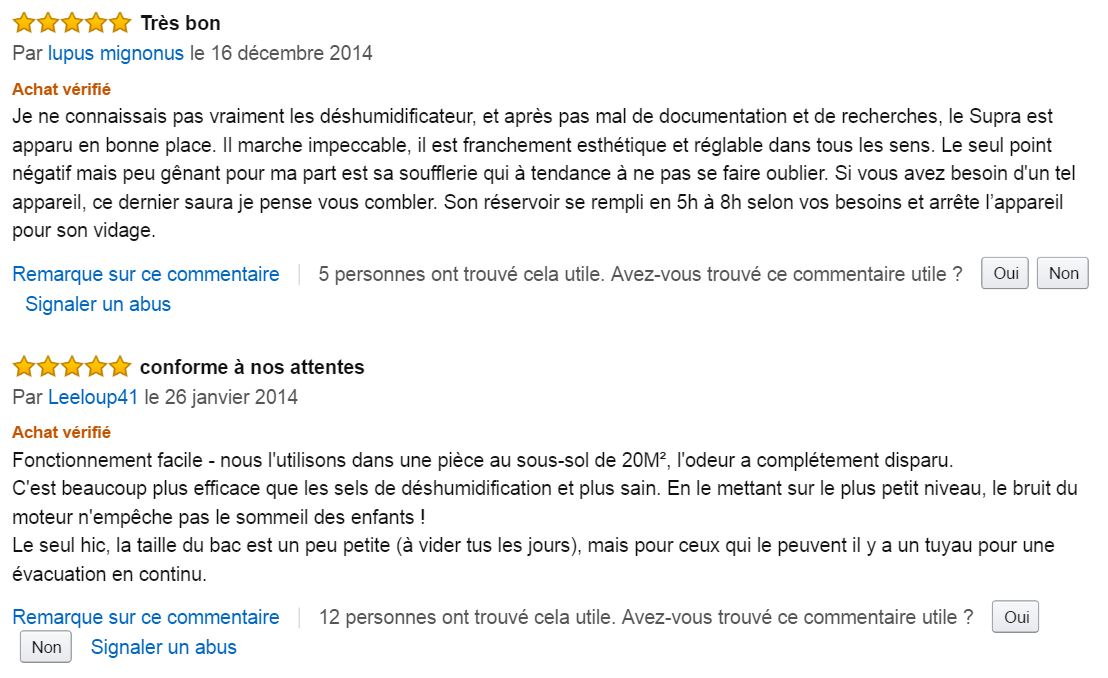 Supra_DUBTI2_deshumidificateur_meilleurs_commentaires_clients_amazon